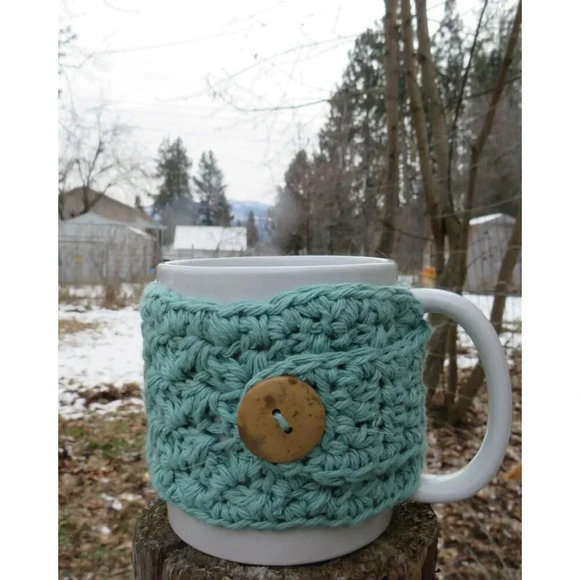 Crocheted Cup Cozy Handmade Coffee Mug or Tea Warmer - Picture 3 of 6